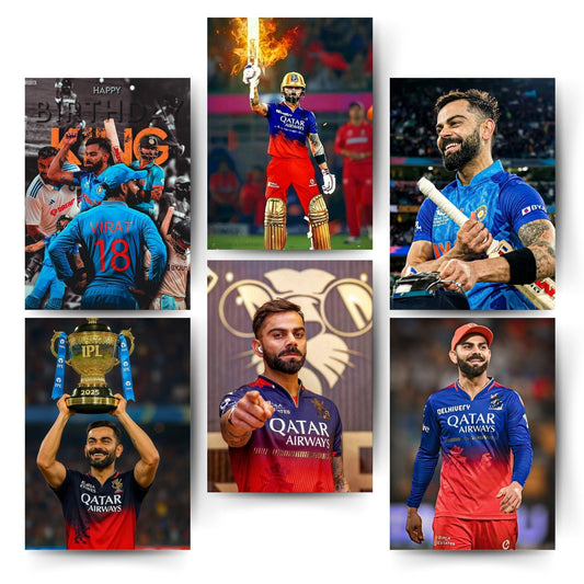 Posters Inc Virat Kohli Poster For Room A4 Size Pack Of 6 Posters Printed On 300 Gsm Matte Paper With Glue Dots Included Wall Decoration Poster Cricket Posters Room Virat Kohli Wall Poster Set Of 6