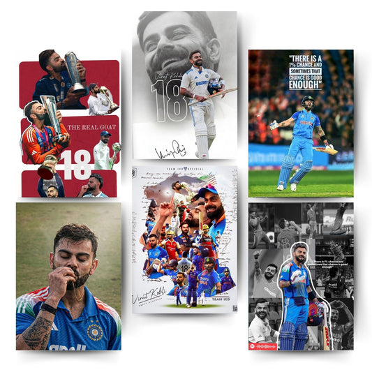Posters Inc Cricket Posters Room Virat Kohli A4 Size Pack Of 6 Printed On 300 Gsm Matte Paper With Glue Dots Included Virat Kohli Poster For Room Wall Decoration For Bedroom