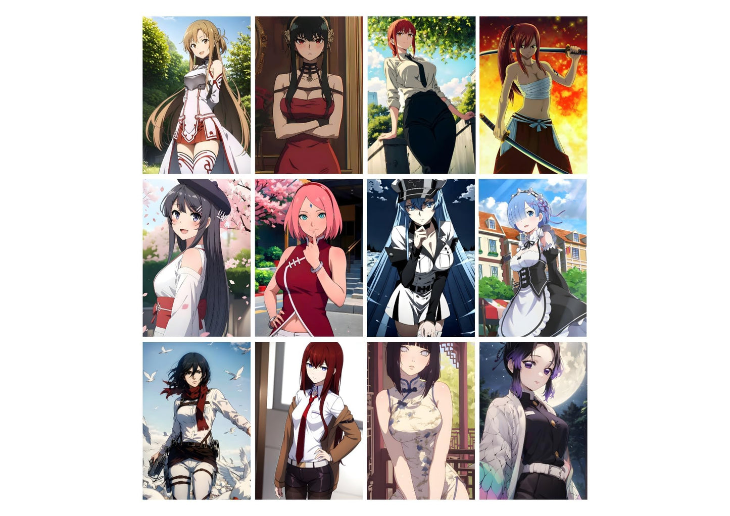 Posters Inc Anime Waifu Posters, Anime Merchandise Wall Decoration Items for Living Room, Home Decor Birthday Gifts for Men, 300 GSM Print, A4 Size Paper with Sticker Set of 12