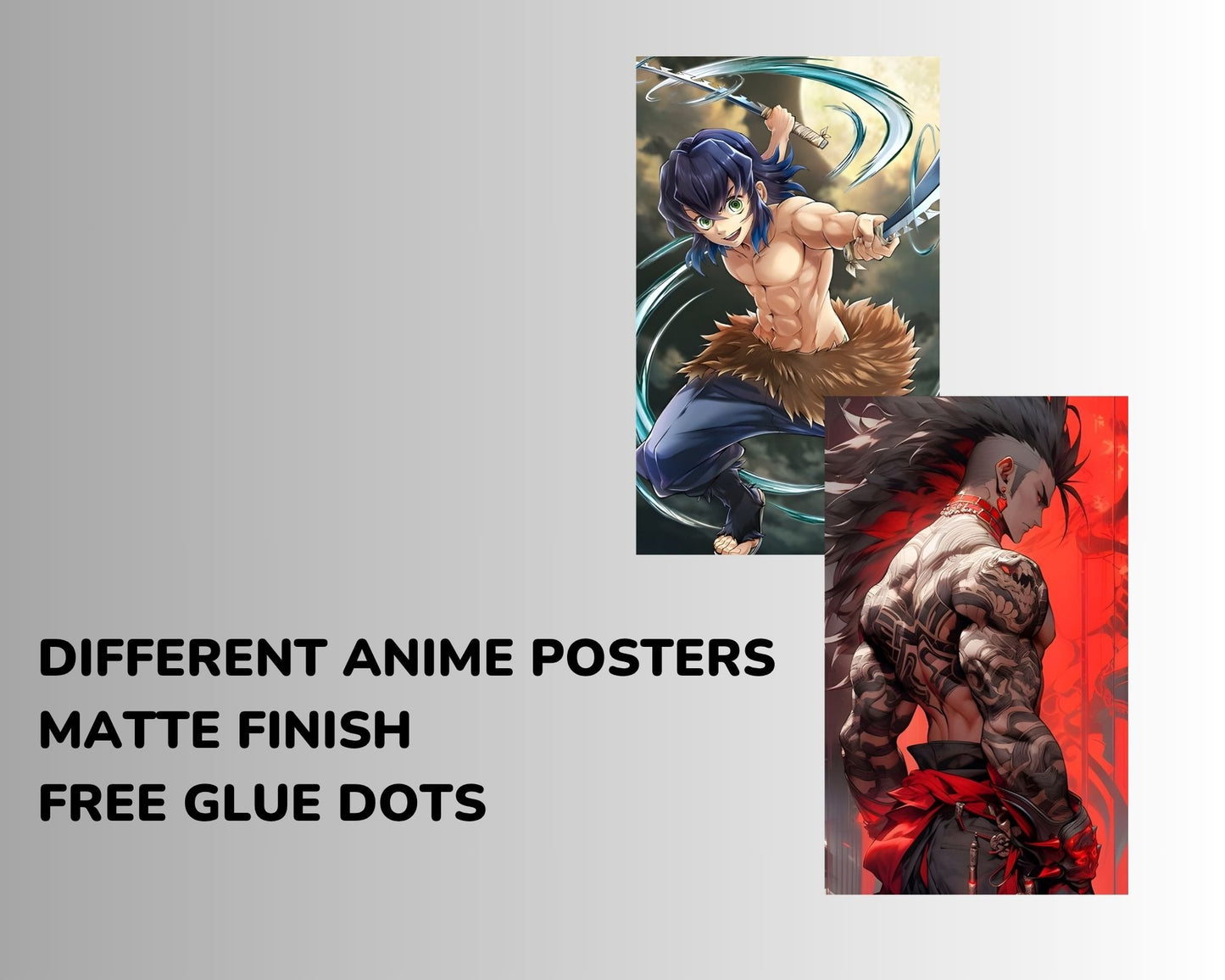 Posters Inc Demon Slayer, Naruto, Manga Anime Action Figures Wall Posters, Home Decor Items for Living Room, Birthday Gifts for Men, 300 GSM HD Quality Print, A4 Size Paper with Sticker, Set of 20