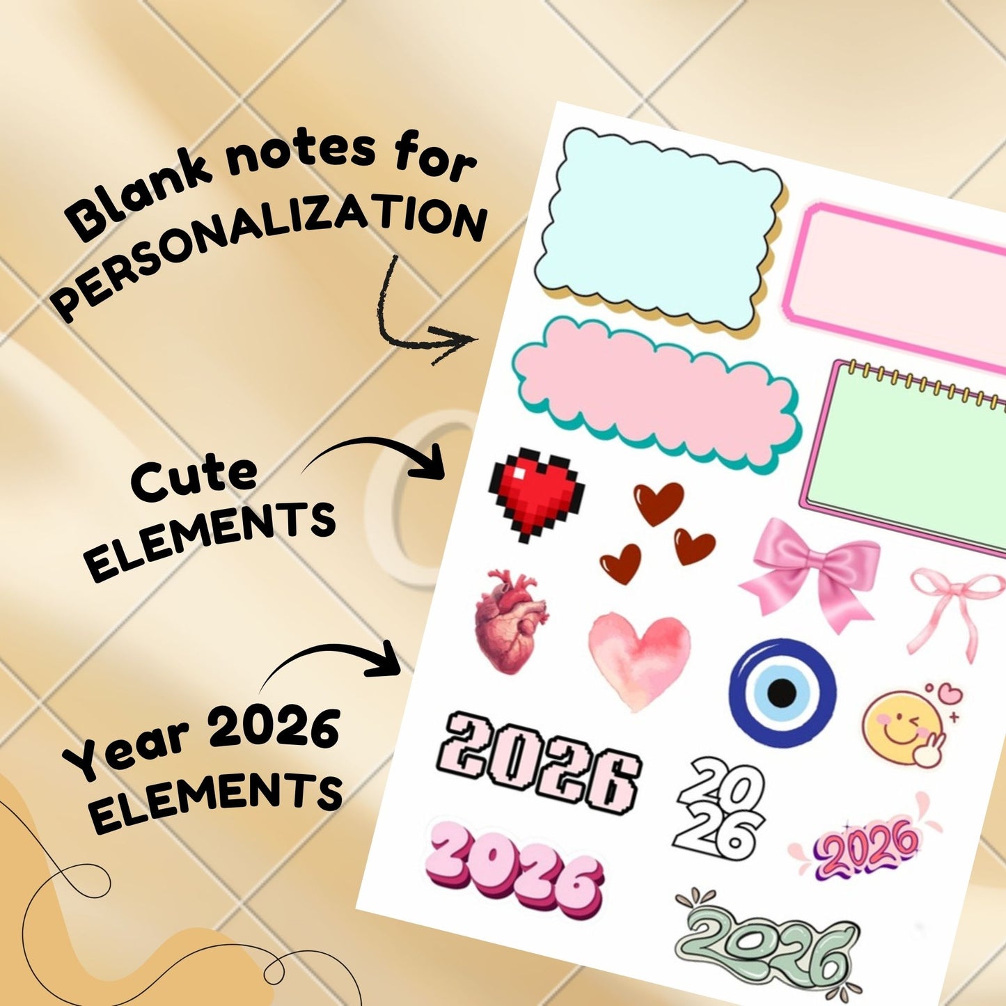 Posters Inc 2026 Vision Board for Manifestation Wall Posters 175 Elements Pack of 12 A4 Size 300 GSM Matte Paper for Wall, Bedroom, Hostel Motivational Life Goals Quotes Daily Affirmations Collection For Girls With Glue Dots Adhesive