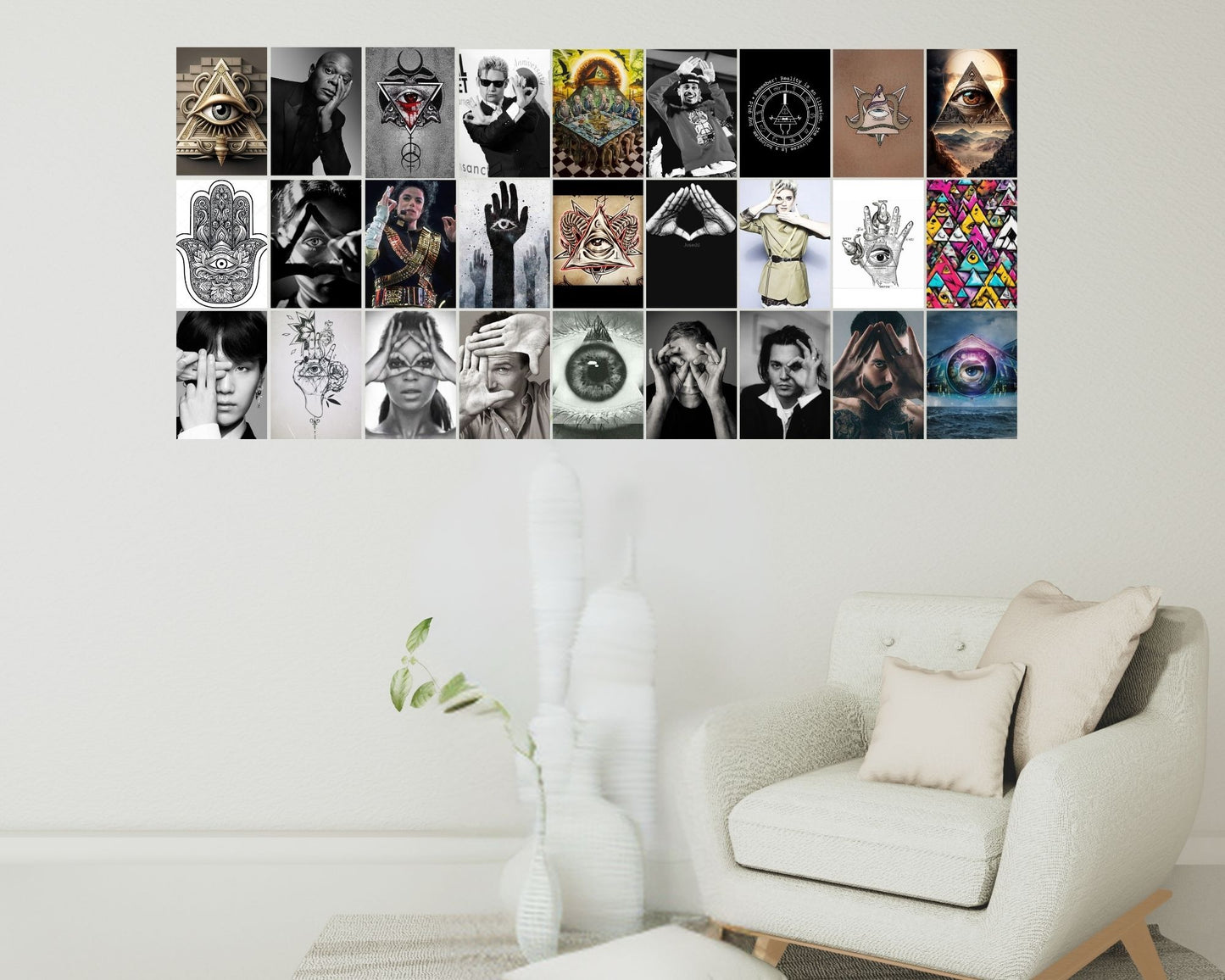 Posters Inc Pack of 54 Illuminati Posters, Home Decor Items For Living Room, Aesthetic Wall Stickers For Bedroom And Gym, Gifts For Women And Friends, 4x6 Inches Size Collage Art Kit, 300 GSM