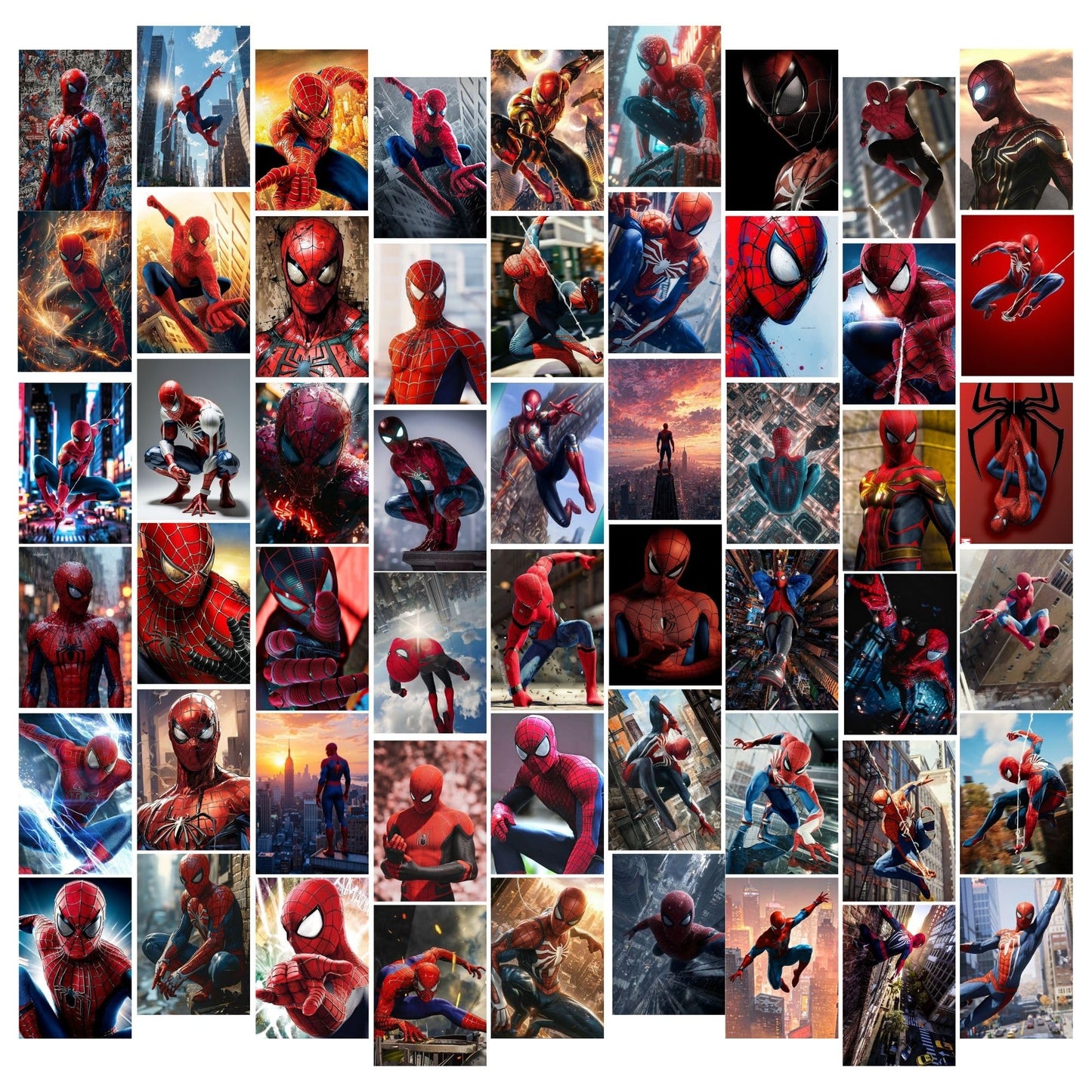 Posters Inc A6 Size Pack Of 54 Spider-man Wall Posters For Bedroom Decor Includes Glue Dots Featuring Web Slinger Artwork Urban Defender Theme And Epic Rooftop Scene For Room Aesthetic