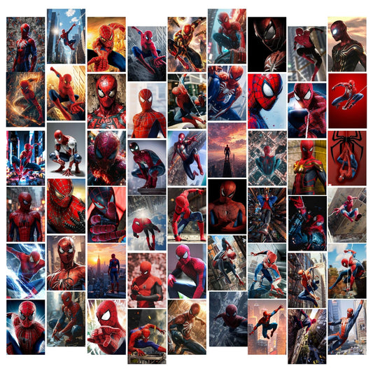 Posters Inc A6 Size Pack Of 54 Spider-man Wall Posters For Bedroom Decor Includes Glue Dots Featuring Web Slinger Artwork Urban Defender Theme And Epic Rooftop Scene For Room Aesthetic