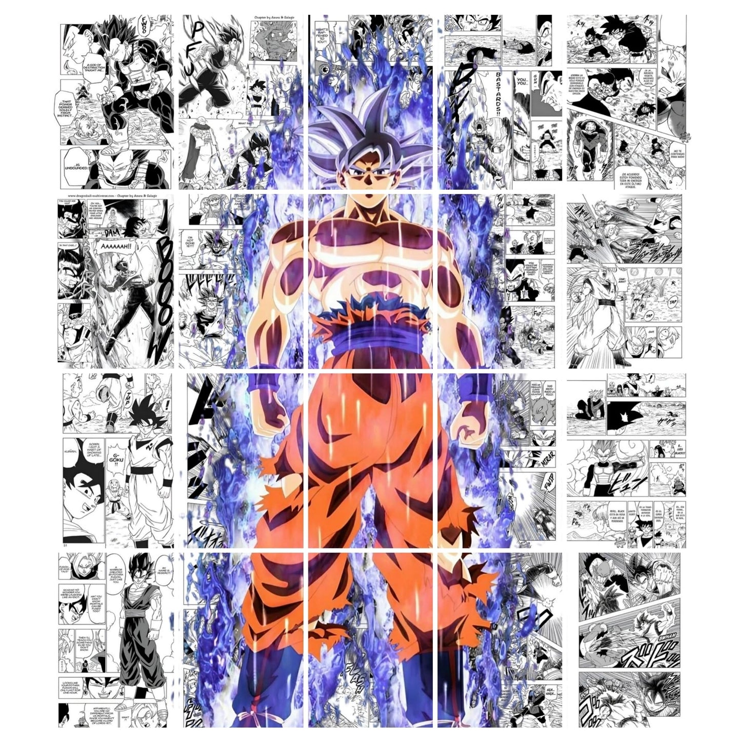 Posters Inc Dragon Ball Z Manga Panel Collage Art Kit, Anime Posters Wall Decoration Items for Living Room, Home Decor Birthday Gifts for Men, 300 GSM Print, A5 Size Paper with Sticker Set of 20