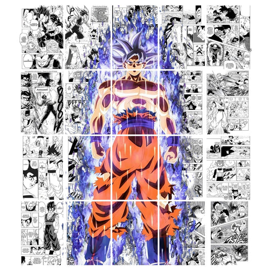 Posters Inc Dragon Ball Z Manga Panel Collage Art Kit, Anime Posters Wall Decoration Items for Living Room, Home Decor Birthday Gifts for Men, 300 GSM Print, A5 Size Paper with Sticker Set of 20