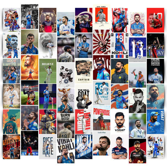 Posters Inc Virat Kohli A6 Size Wall Posters Pack Of 54 With Glue Dots Included 300 Gsm Matte Paper Premium Print For Room Decor Cricket Theme Wall Decoration Posters For Home Office Study