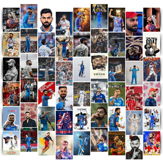 Posters Inc Virat Kohli Poster For Room A6 Size Pack Of 54 Posters With Glue Dots Included 300 Gsm Matte Paper Premium Cricket Wall Posters Set For Bedroom Study Office Virat Kohli Decor Wall Posters
