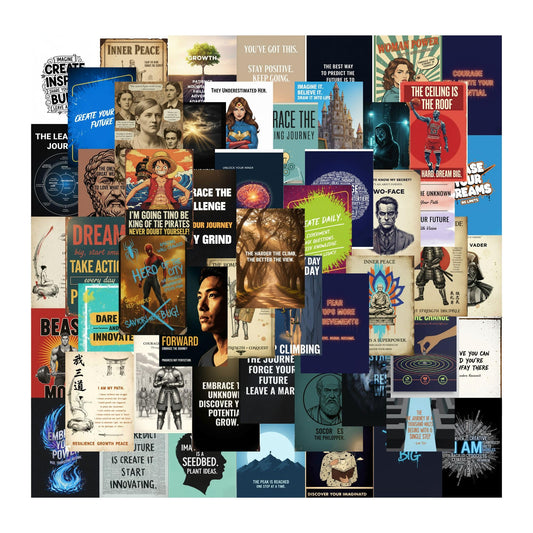 Posters Inc Pack of 54 Motivational Poster A6 Size 4x6 Inch, 300 GSM Matte Finish Inspirational Quote Wall Art Collage Kit Aesthetic Decor for Home Office Dorm Gym M5