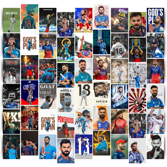 Posters Inc Virat Kohli Poster For Room A6 Size Pack Of 54 Posters Printed On 300 Gsm Matte Paper With Glue Dots Included Wall Decoration Poster Cricket Posters Room Virat Kohli Decor Wall Posters