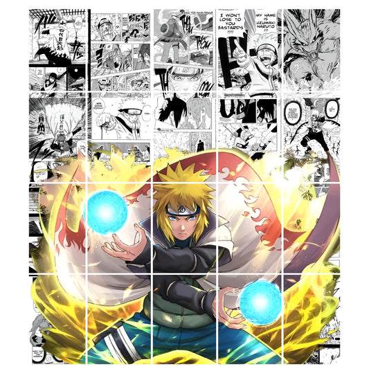 Posters Inc Naruto Posters Manga Panel Collage Art Kit, Anime Merchandise Wall Decoration Items for Living Room, Home Decor Birthday Gifts for Men, 300 GSM Print, A5 Size Paper with Sticker Set of 20