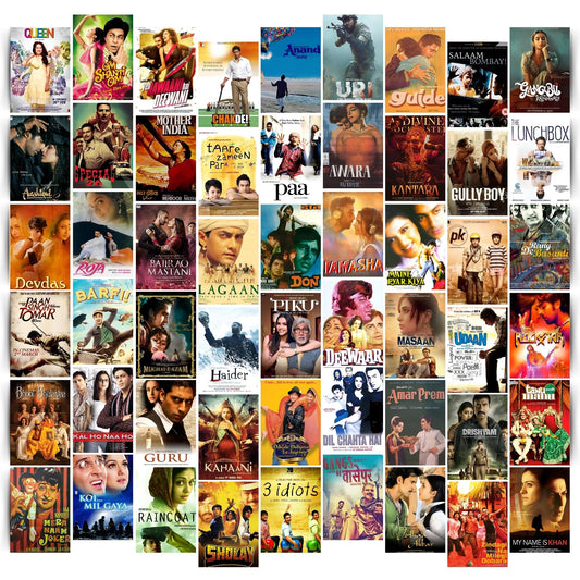 Posters Inc Bollywood Posters Pack of 54 | 4x6 Inch Aesthetic Wall Art for Bedroom, Living Room & Gym | Home Decor Items, Collage Art Kit, Gifts for Women & Friends | 300 GSM Paper