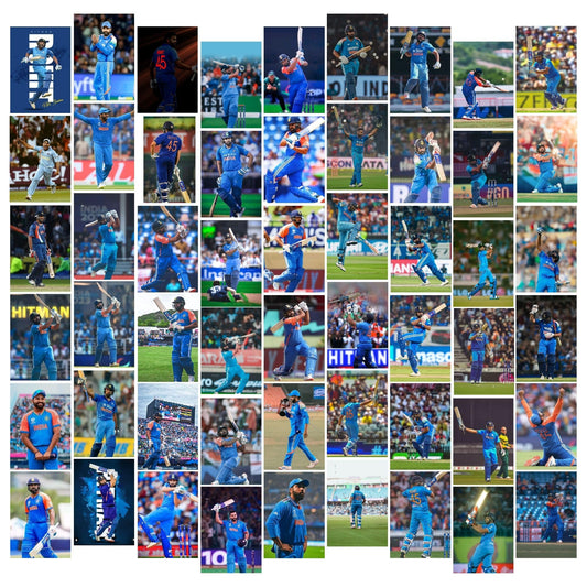 Posters Inc Rohit Sharma Indian Cricket Captain Premium A6 Poster Set Of 54 Hitman Batting Action Stadium Celebration Prints Sports Fan Room Decoration With Glue Dots Included