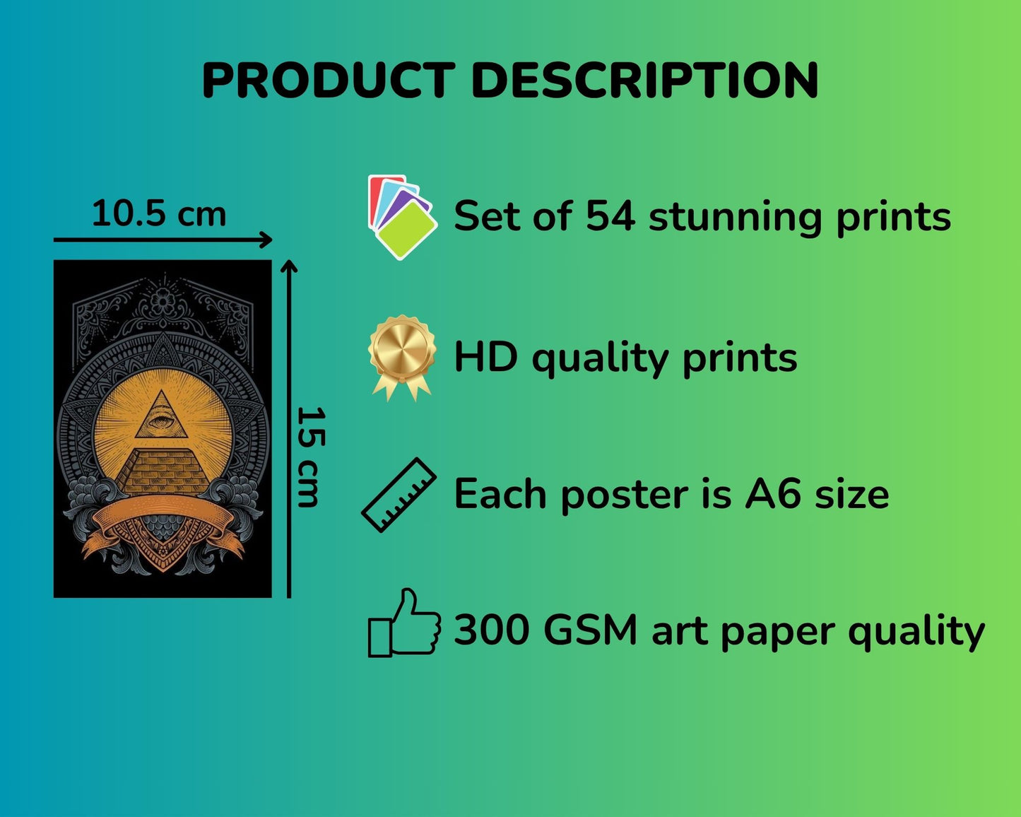 Posters Inc Pack of 54 Illuminati Posters, Home Decor Items For Living Room, Aesthetic Wall Stickers For Bedroom And Gym, Gifts For Women And Friends, 4x6 Inches Size Collage Art Kit, 300 GSM