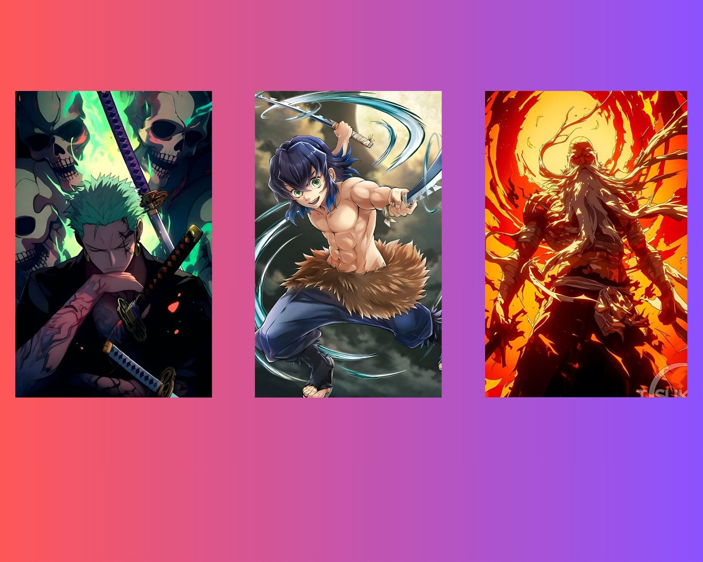 Posters Inc Demon Slayer, Naruto, Manga Anime Action Figures Wall Posters, Home Decor Items for Living Room, Birthday Gifts for Men, 300 GSM HD Quality Print, A4 Size Paper with Sticker, Set of 20