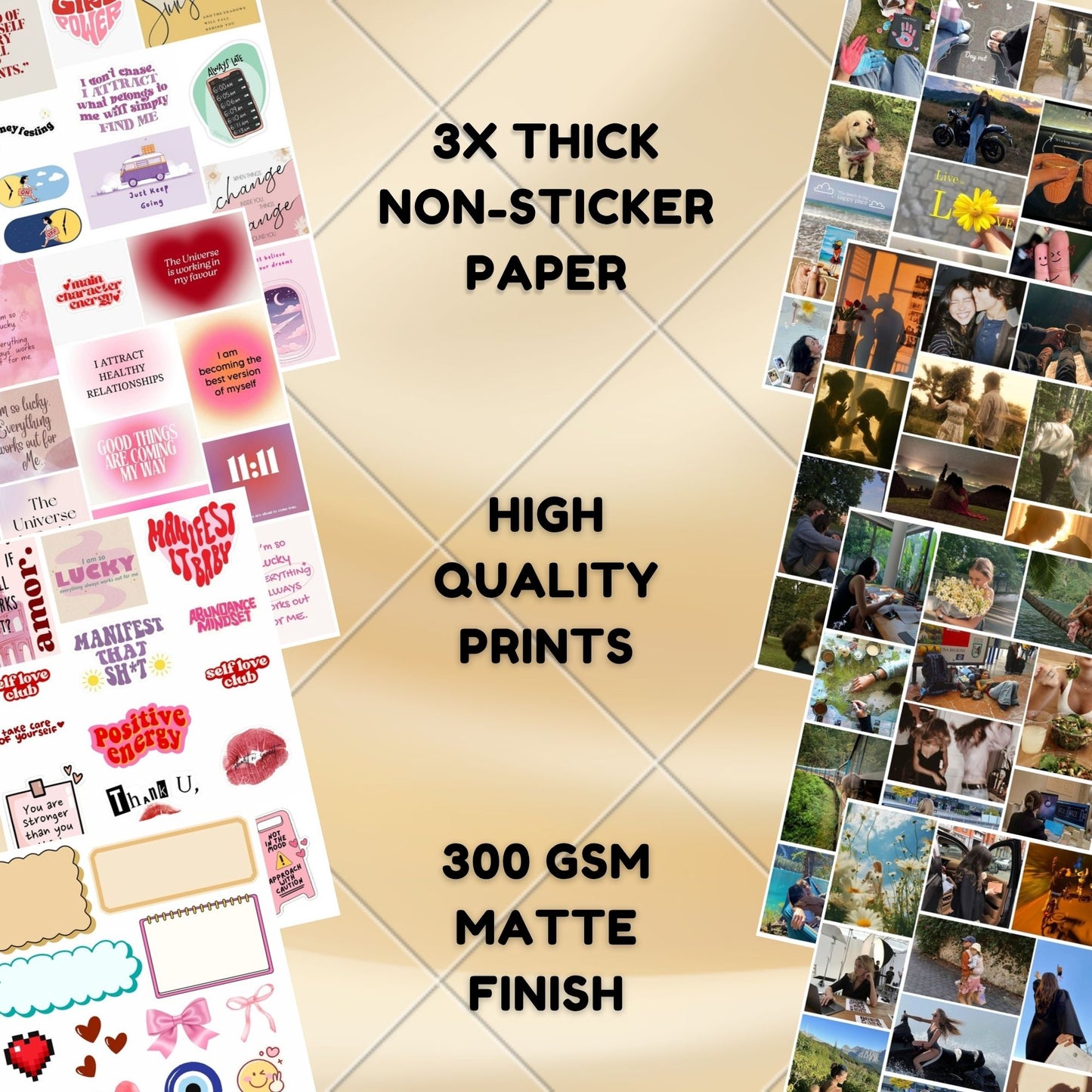 Posters Inc 2026 Vision Board for Manifestation Wall Posters 86 Elements Pack of 6 A4 Size 300 GSM Matte Paper for Wall, Bedroom, Hostel Motivational Life Goals Quotes Daily Affirmations Collection For Girls With Glue Dots Adhesive
