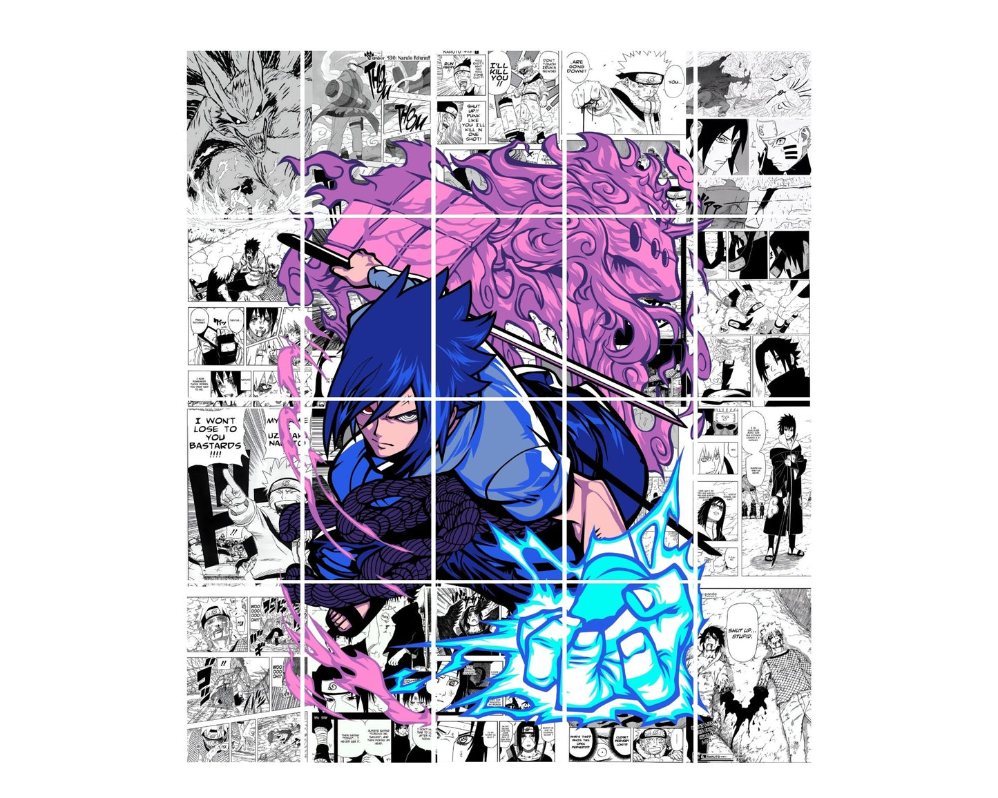 Posters Inc Naruto Posters Manga Panel Collage Art Kit, Anime Merchandise Wall Decoration Items for Living Room, Home Decor Birthday Gifts for Men, 300 GSM Print, A4 Size Paper with Sticker Set of 20