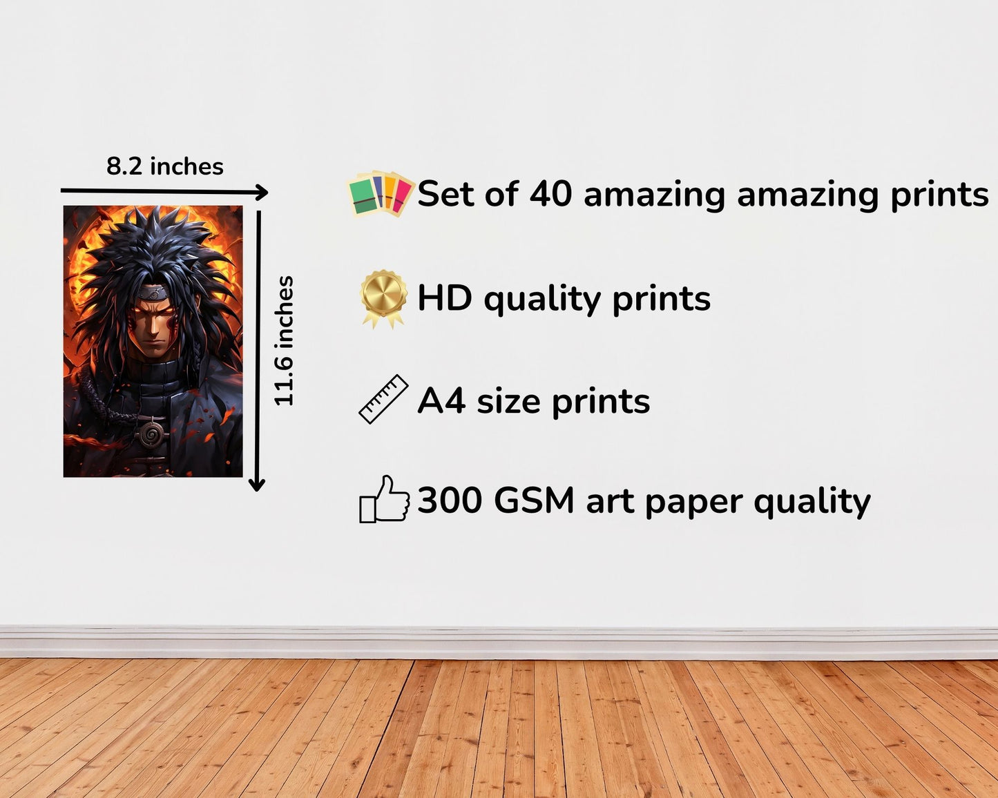 Posters Inc Demon Slayer, Naruto, Death Note, One Piece Anime Posters for Wall, Aesthetic Home Decor Items for Living Room, Birthday Gifts for Men, 300 GSM HD Quality Print, 8x2.5 inch Size Pack of 40