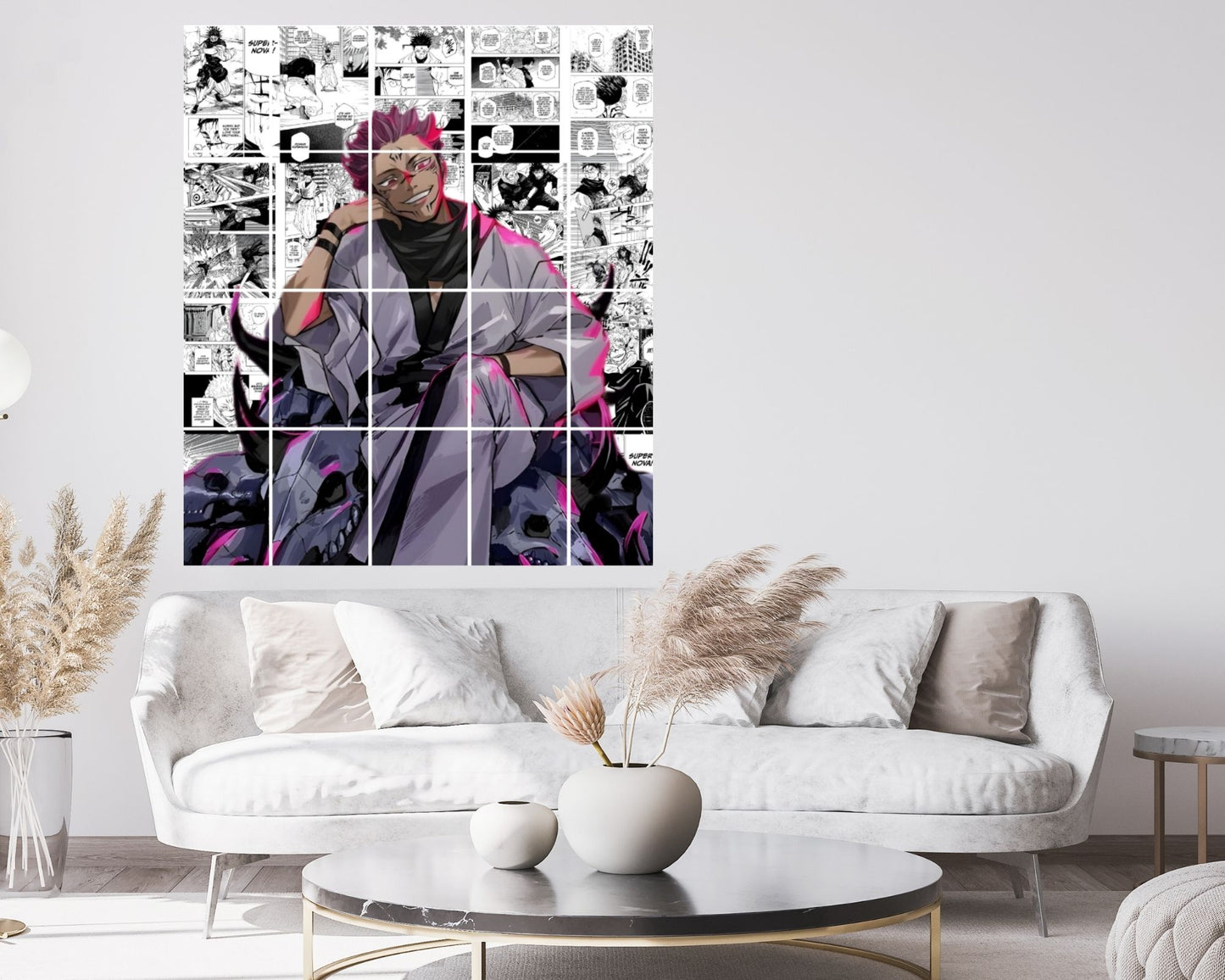 Posters Inc Jujutsu Kaisen Manga Panel Collage Art Kit, Anime Merchandise Wall Decoration Items for Living Room, Home Decor Birthday Gifts for Men, 300 GSM Print, A4 Size Paper with Sticker Set of 20