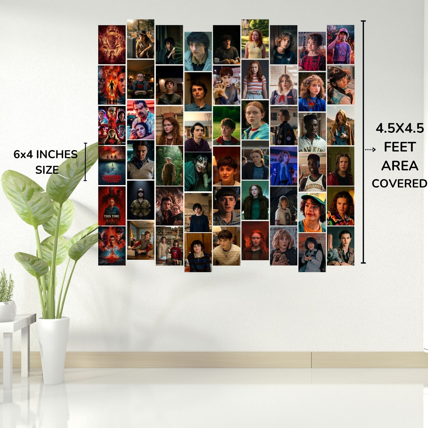 Aonami Stranger Things TV Series Wall Art Prints A6 Size Pack of 54 Posters Made with 300 GSM Matte Paper HD Graphic Poster Collection for Bedroom Study Workspace Decor Glue Dots Included