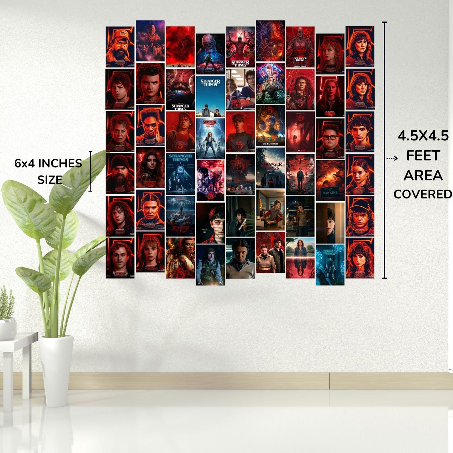 Aonami Stranger Things Aesthetic Wall Poster Set A6 Size Pack of 54 Posters 300 GSM Matte Paper Premium HD Print Stranger Things Bedroom Wall Art Decor for Study Room Office Desk Setup Glue Dots Included