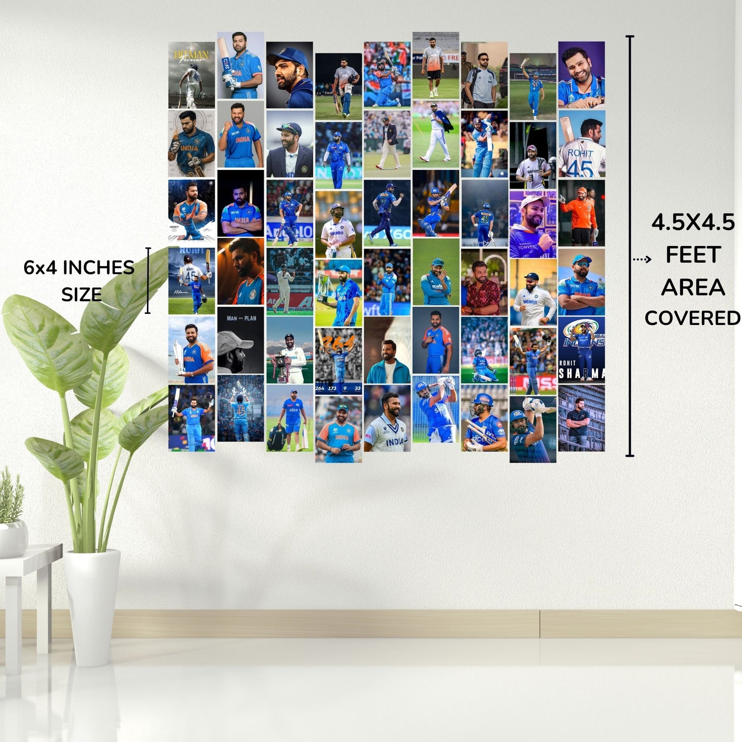 Posters Inc Rohit Sharma Hitman Cricket Legend Wall Art Collection A6 Size Pack Of 54 Photo Prints Indian Captain Stadium Celebration Batting Action Decor With Glue Dots Included