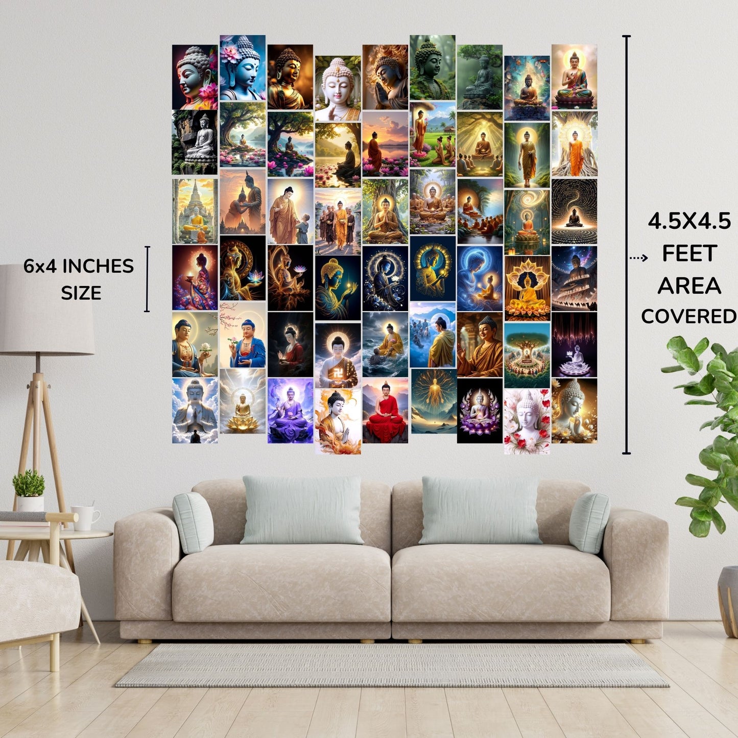 Posters Inc A6 Size Pack Of 54 Buddha Wall Art Prints For Spiritual Room Decor Includes Glue Dots Featuring Peaceful Meditation Design Serene Energy Display And Mindfulness Home Accent